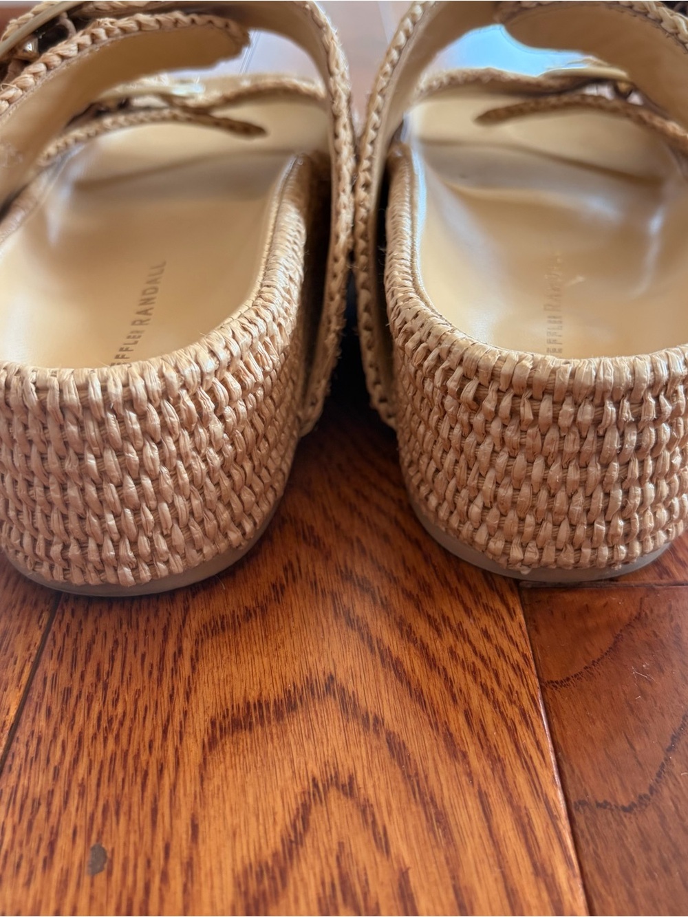 Loeffler Randall Natural Woven Double-Buckle Slide Sandals - Picture 8 of 9